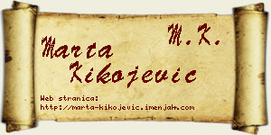 Marta Kikojević vizit kartica